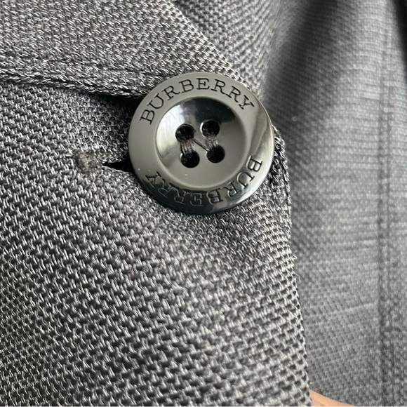 Burberry London Cotton Linen Double Breasted A-Line Peacoat Charcoal Gray - Picture 8 of 12